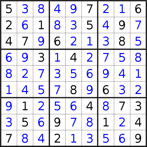 Sudoku solution for puzzle published on Tuesday, 28th of November 2023