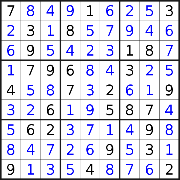 Sudoku solution for puzzle published on Friday, 1st of December 2023