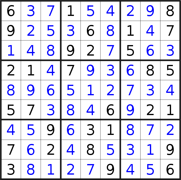 Sudoku solution for puzzle published on Sunday, 17th of December 2023