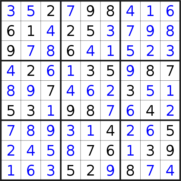 Sudoku solution for puzzle published on Tuesday, 19th of December 2023