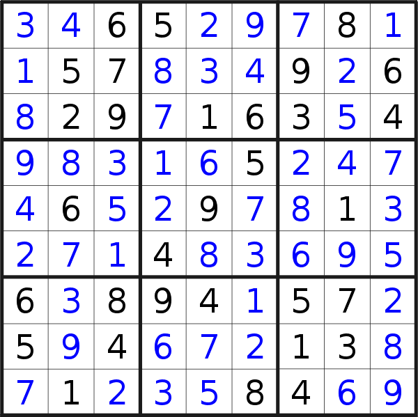 Sudoku solution for puzzle published on Friday, 22nd of December 2023