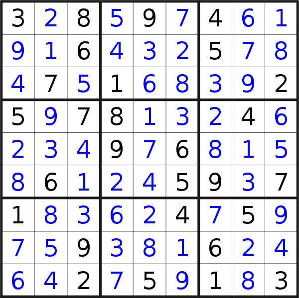 Sudoku solution for puzzle published on sabato 23 dicembre 2023