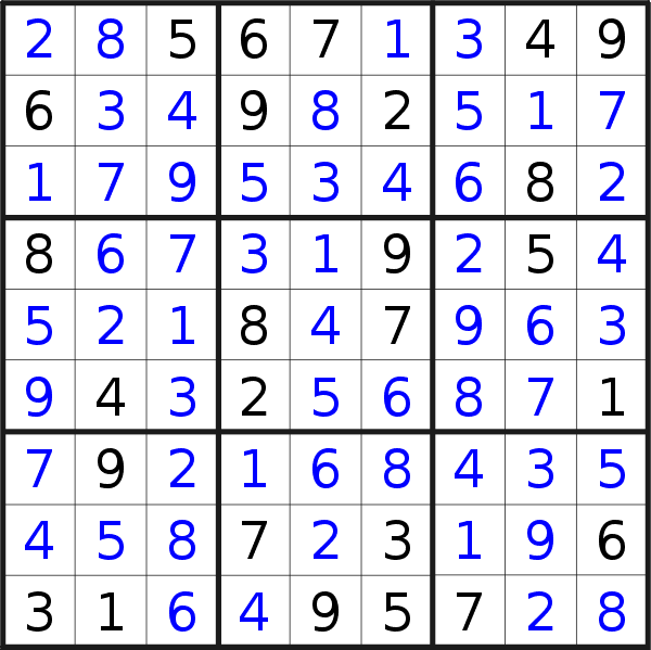 Sudoku solution for puzzle published on Sunday, 24th of December 2023