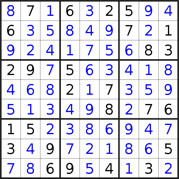 Sudoku solution for puzzle published on Friday, 29th of December 2023