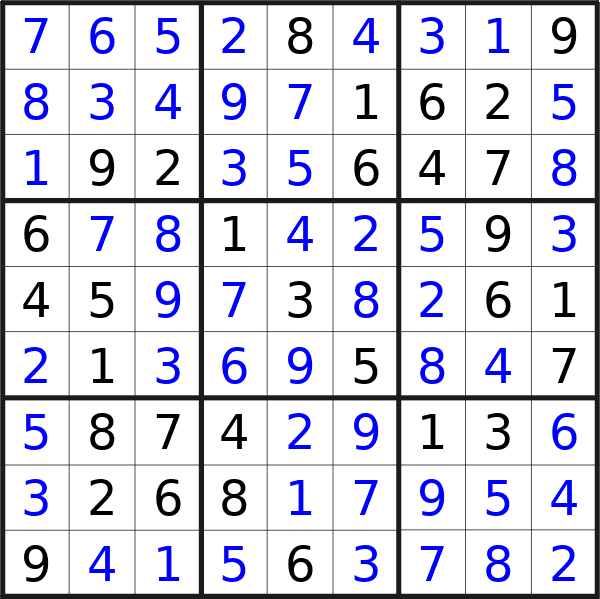 Sudoku solution for puzzle published on giovedì 11 gennaio 2024
