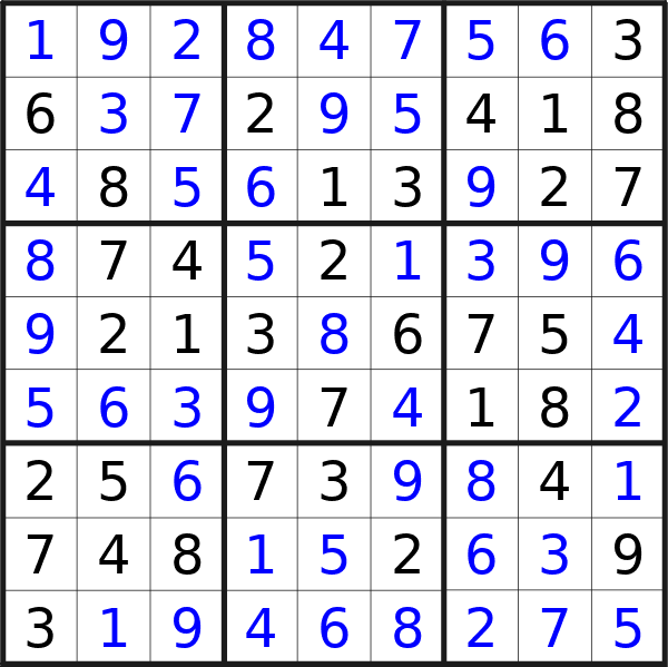 Sudoku solution for puzzle published on Tuesday, 16th of January 2024
