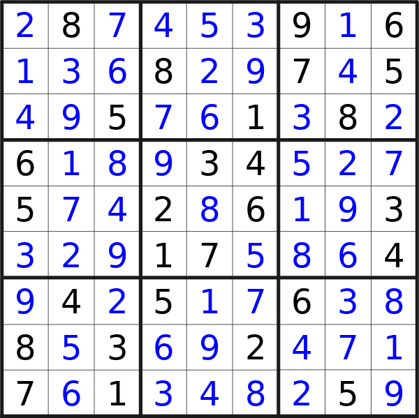 Sudoku solution for puzzle published on Thursday, 18th of January 2024