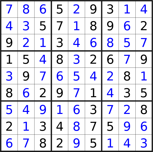 Sudoku solution for puzzle published on Friday, 26th of January 2024
