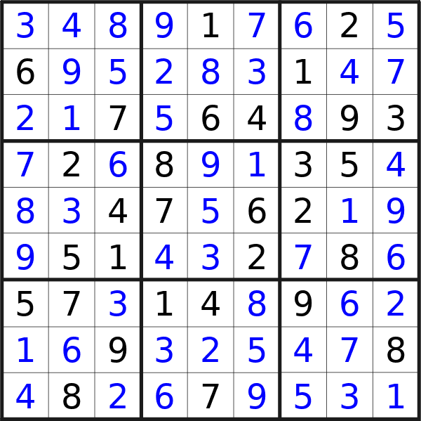 Sudoku solution for puzzle published on Wednesday, 31st of January 2024