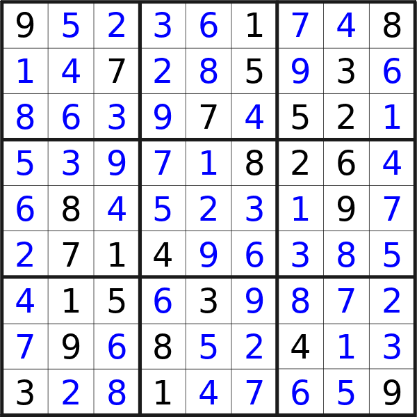 Sudoku solution for puzzle published on Thursday, 1st of February 2024