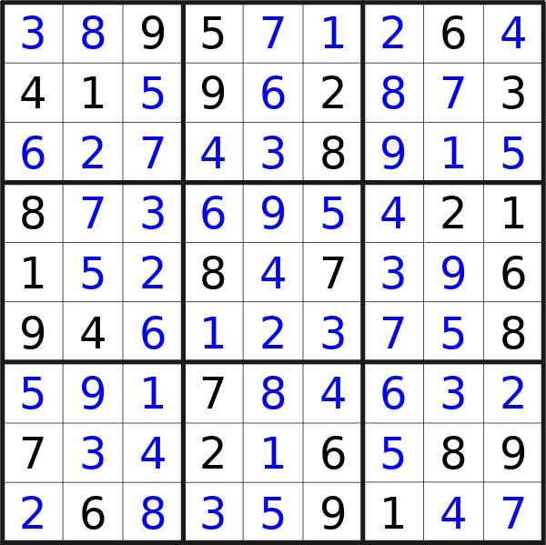 Sudoku solution for puzzle published on Saturday, 3rd of February 2024