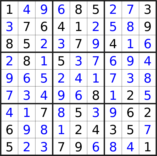 Sudoku solution for puzzle published on Monday, 5th of February 2024