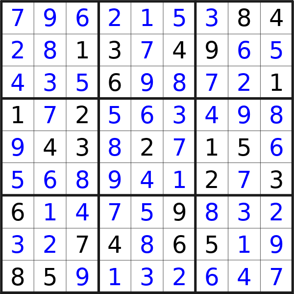 Sudoku solution for puzzle published on mercoledì 14 febbraio 2024