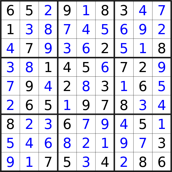 Sudoku solution for puzzle published on giovedì 15 febbraio 2024