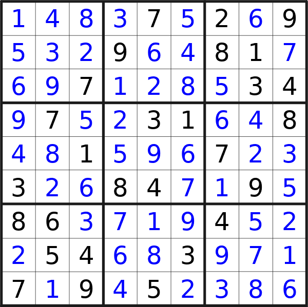Sudoku solution for puzzle published on giovedì 22 febbraio 2024