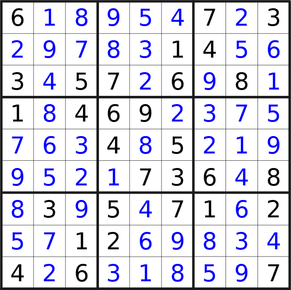 Sudoku solution for puzzle published on venerdì 1 marzo 2024