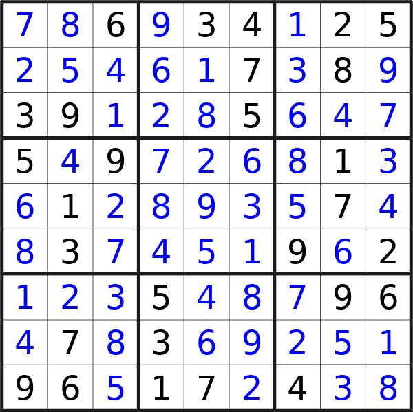 Sudoku solution for puzzle published on sabato 2 marzo 2024