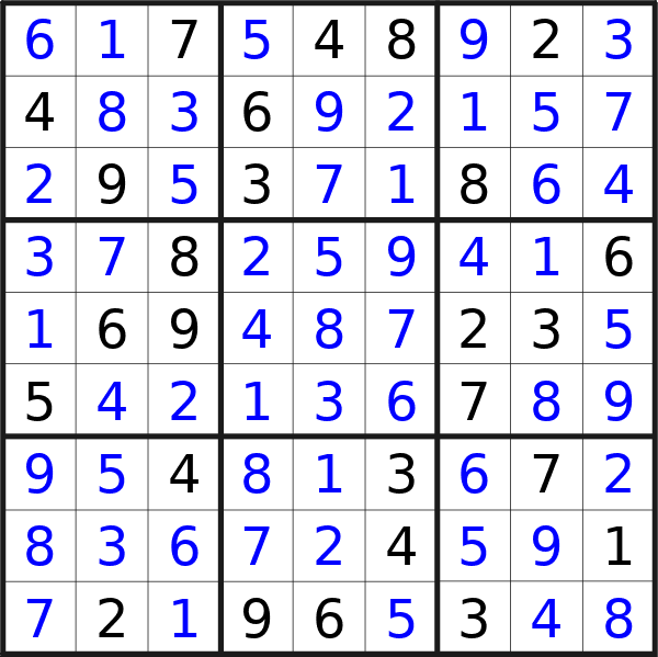 Sudoku solution for puzzle published on lunedì 4 marzo 2024