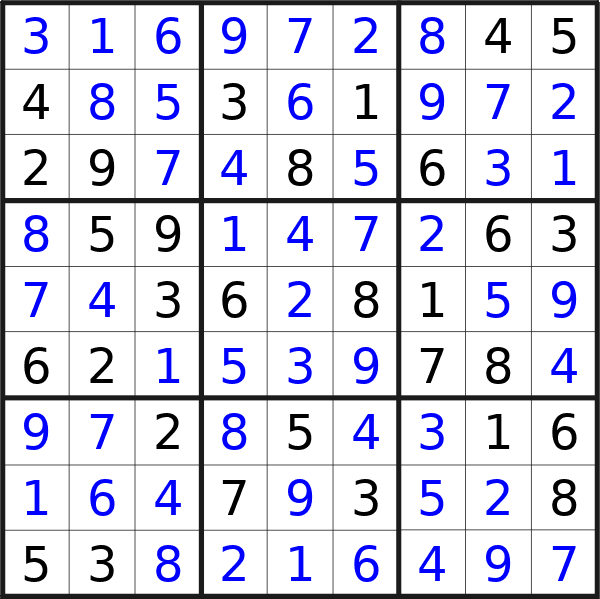 Sudoku solution for puzzle published on giovedì 7 marzo 2024