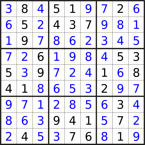 Sudoku solution for puzzle published on sabato 9 marzo 2024