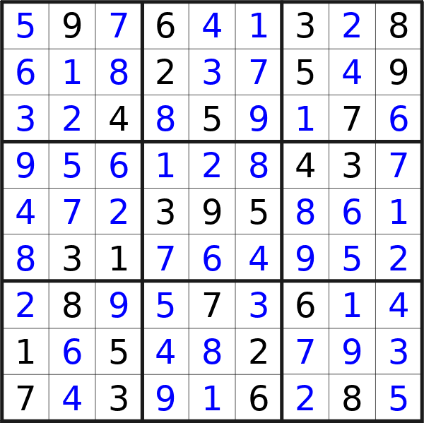 Sudoku solution for puzzle published on domenica 10 marzo 2024