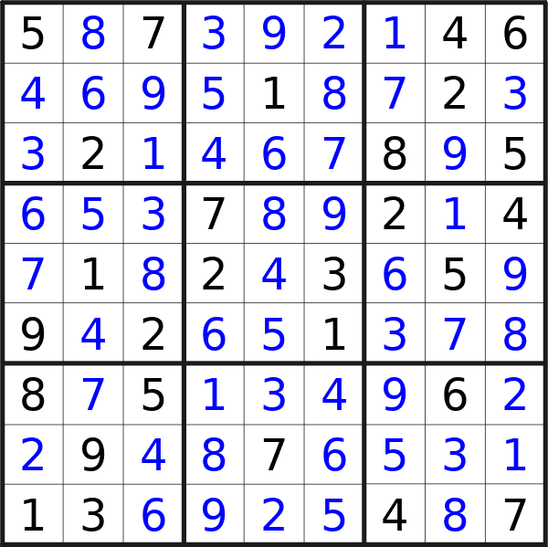 Sudoku solution for puzzle published on martedì 12 marzo 2024