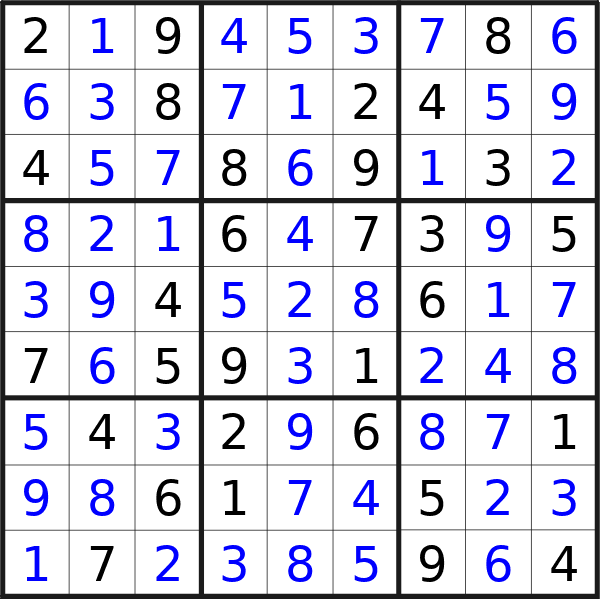 Sudoku solution for puzzle published on domenica 31 marzo 2024