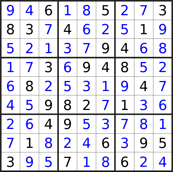 Sudoku solution for puzzle published on giovedì 18 aprile 2024