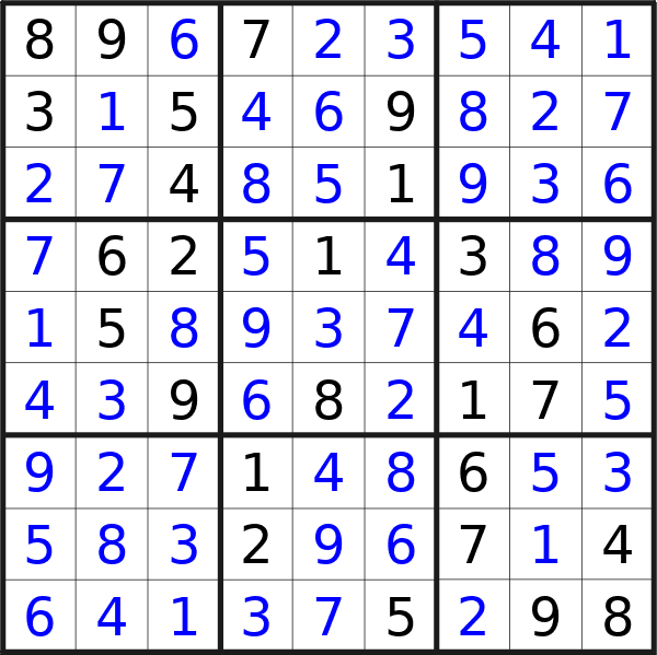Sudoku solution for puzzle published on Thursday, 2nd of May 2024