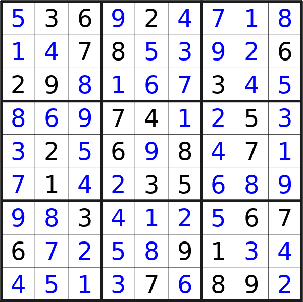 Sudoku solution for puzzle published on Saturday, 4th of May 2024