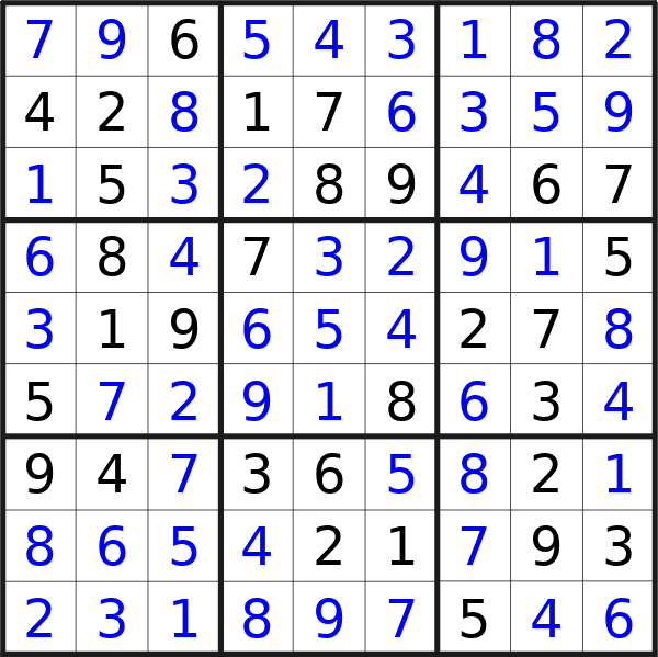 Sudoku solution for puzzle published on Sunday, 5th of May 2024