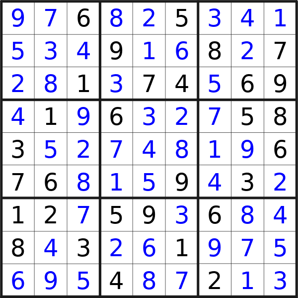 Sudoku solution for puzzle published on Monday, 6th of May 2024