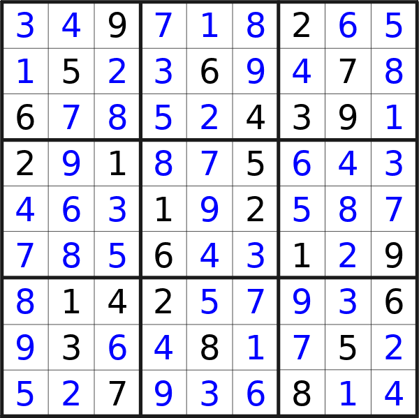 Sudoku solution for puzzle published on Tuesday, 7th of May 2024