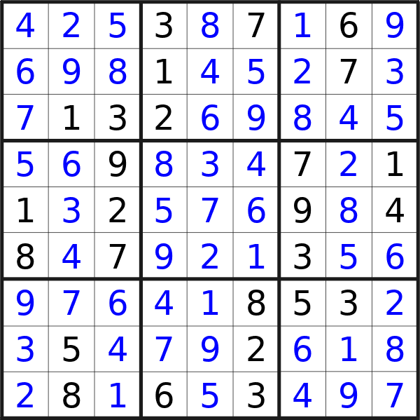 Sudoku solution for puzzle published on Wednesday, 8th of May 2024