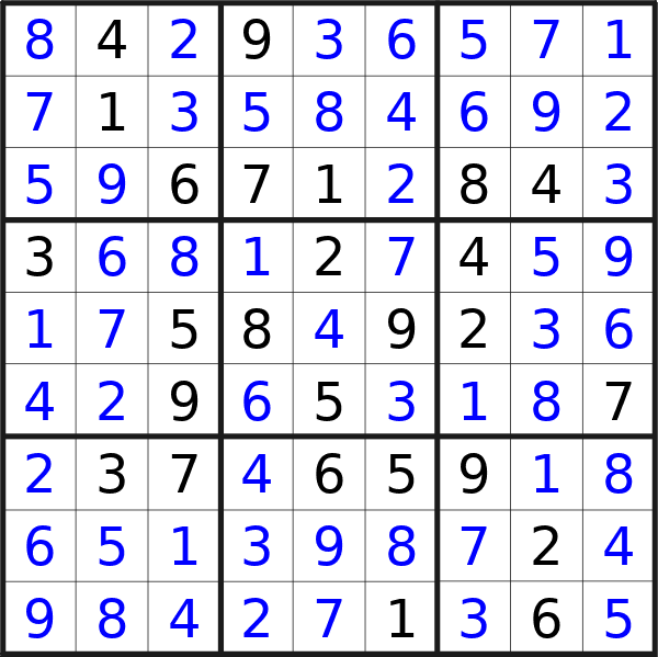 Sudoku solution for puzzle published on Thursday, 9th of May 2024