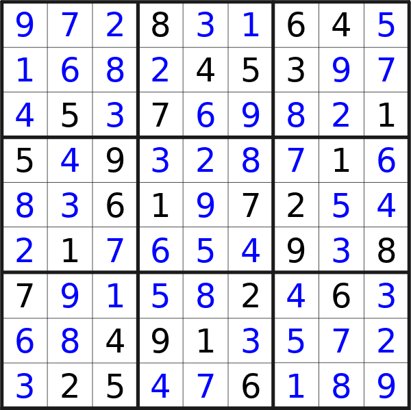 Sudoku solution for puzzle published on Saturday, 11th of May 2024