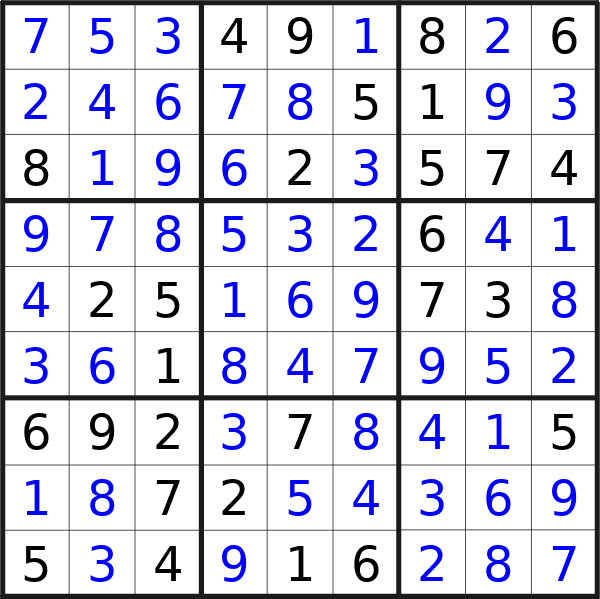 Sudoku solution for puzzle published on Thursday, 16th of May 2024
