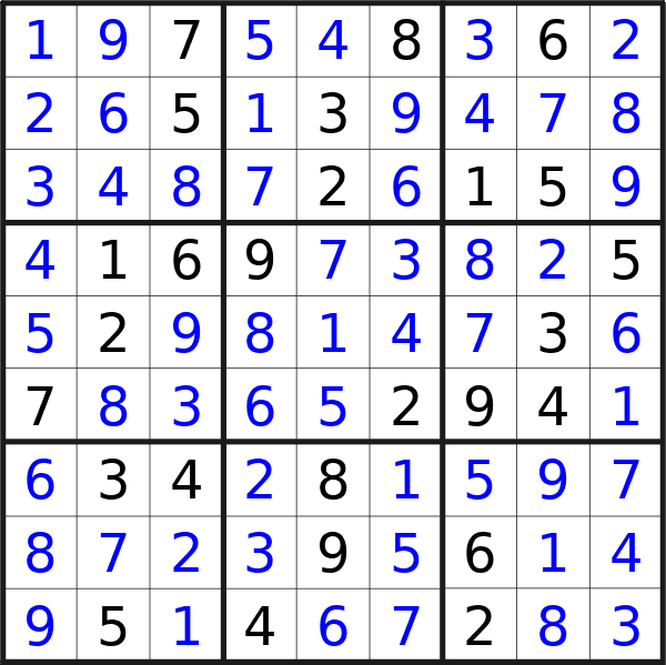 Sudoku solution for puzzle published on Tuesday, 21st of May 2024