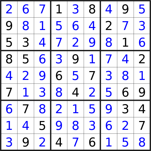 Sudoku solution for puzzle published on Wednesday, 29th of May 2024