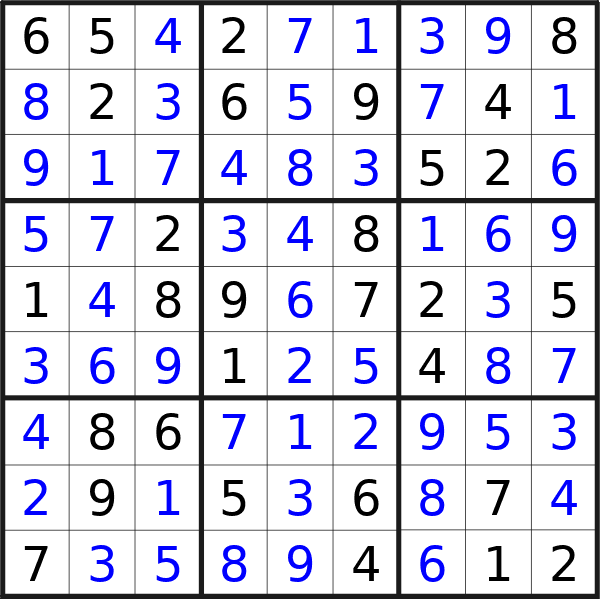 Sudoku solution for puzzle published on Thursday, 30th of May 2024