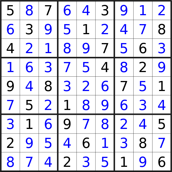 Sudoku solution for puzzle published on Saturday, 1st of June 2024