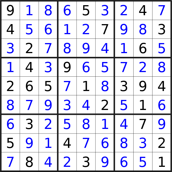 Sudoku solution for puzzle published on Sunday, 2nd of June 2024