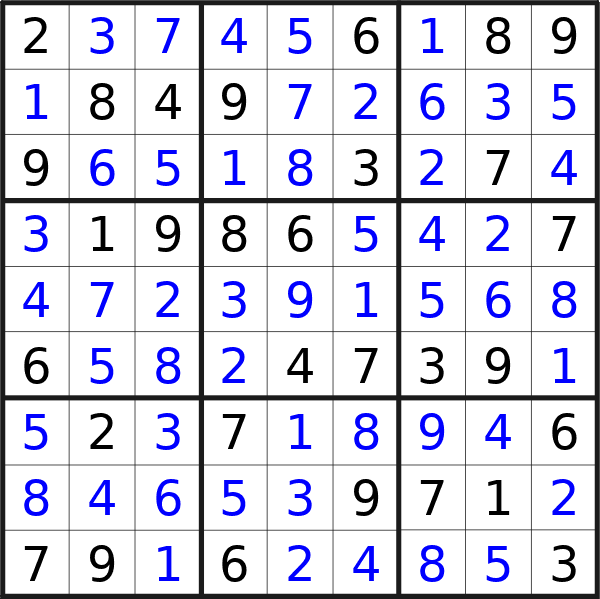 Sudoku solution for puzzle published on Monday, 3rd of June 2024