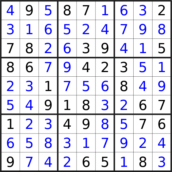 Sudoku solution for puzzle published on Wednesday, 5th of June 2024