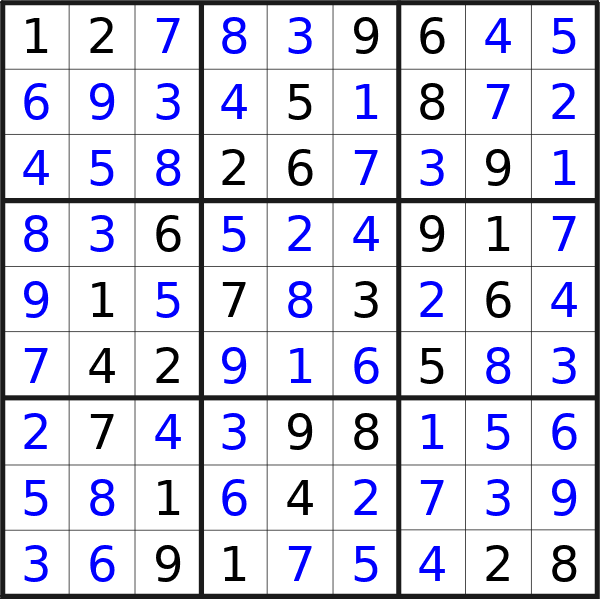 Sudoku solution for puzzle published on Friday, 7th of June 2024