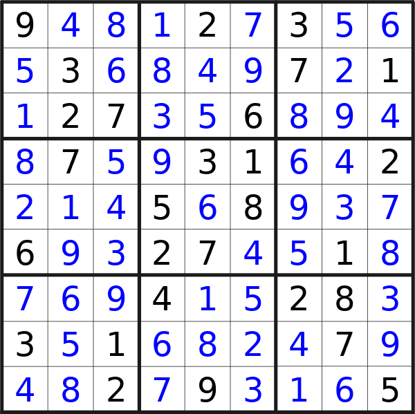 Sudoku solution for puzzle published on Tuesday, 11th of June 2024