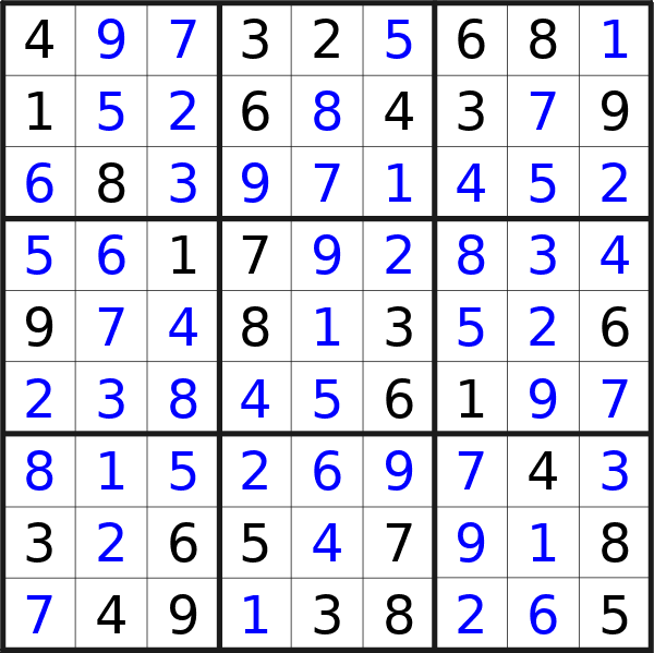 Sudoku solution for puzzle published on Friday, 14th of June 2024