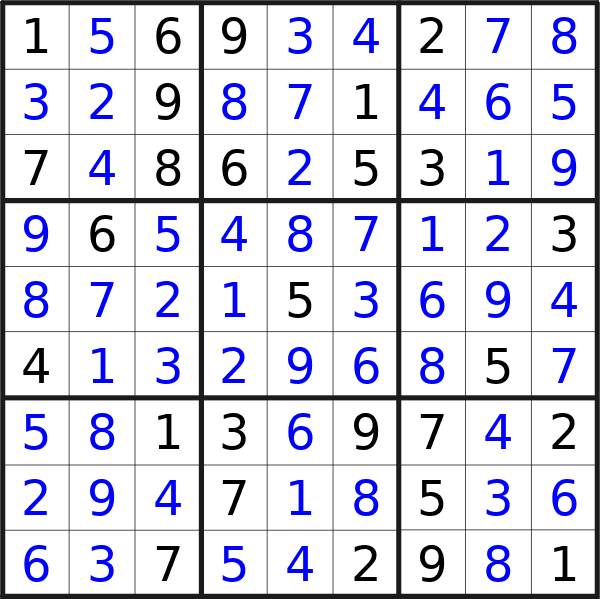 Sudoku solution for puzzle published on Tuesday, 18th of June 2024