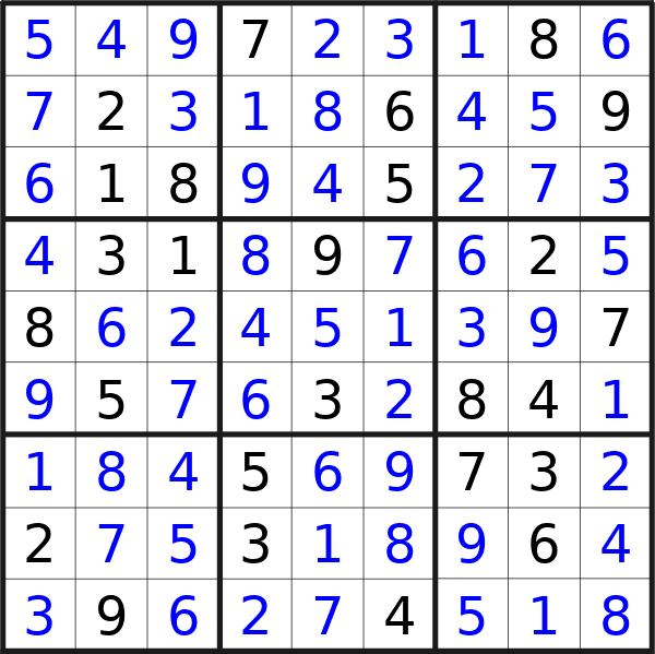 Sudoku solution for puzzle published on Wednesday, 26th of June 2024