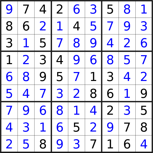 Sudoku solution for puzzle published on martedì 2 luglio 2024